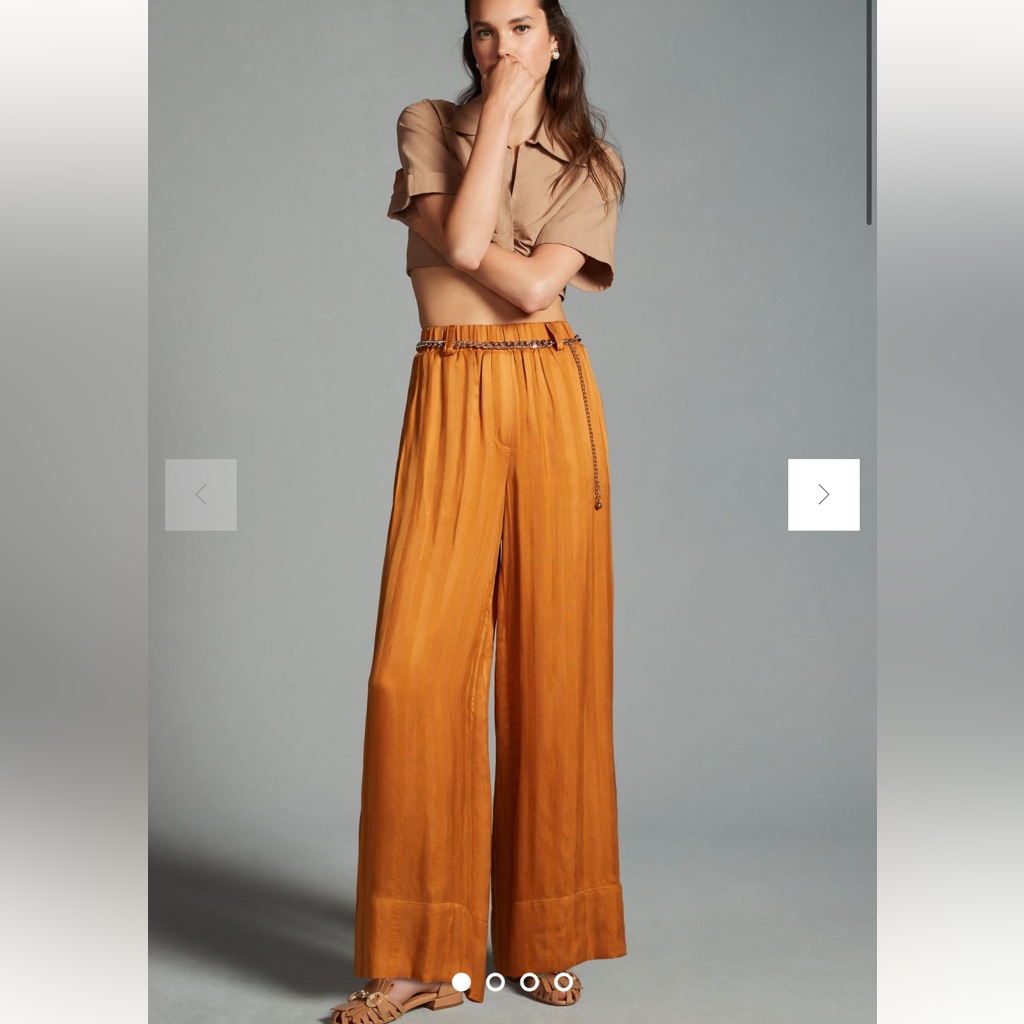 New $292 Anthropologie Mn Renn Eternal Wide Leg Pants Stripe Gold Loose 257